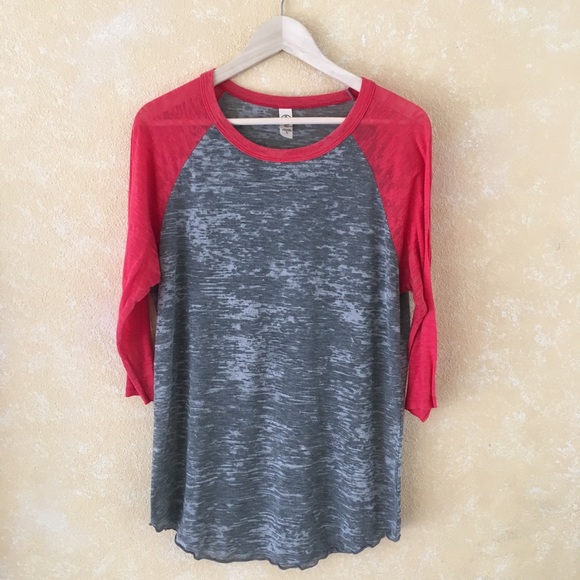 Alternative Apparel Other - Alternative Burnout Raw Hem 3/4 Sleeve Raglan Tee